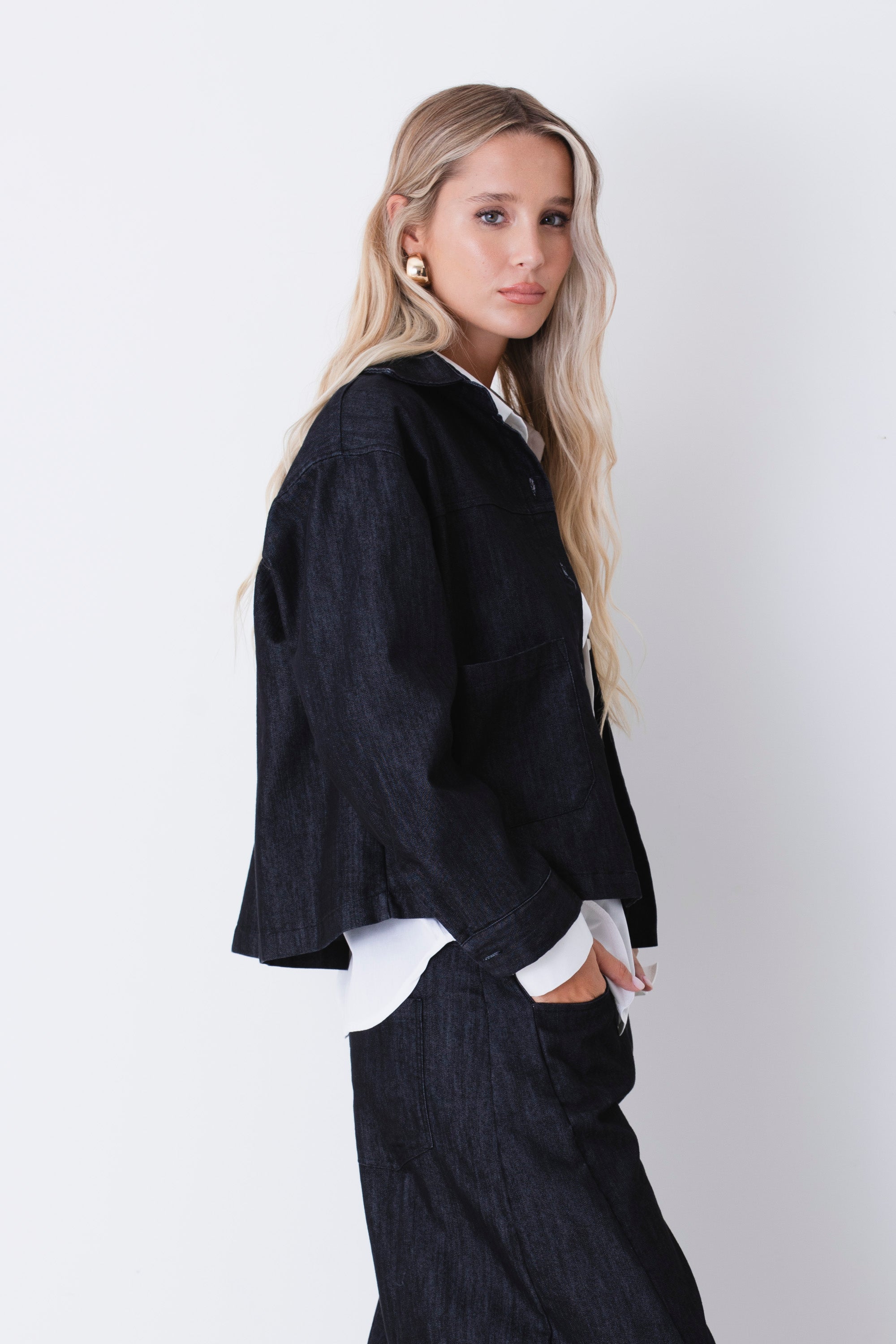 Giacca con tasche in tessuto effetto jeans - FW27