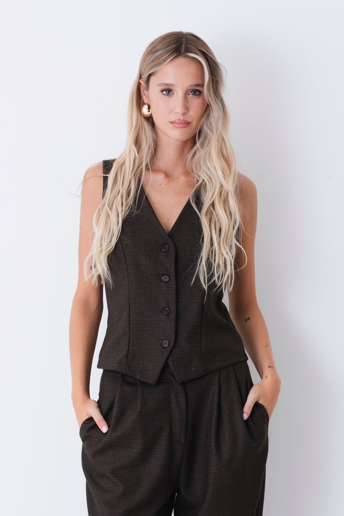 Gilet ad un petto in Principe di Galles - FW27