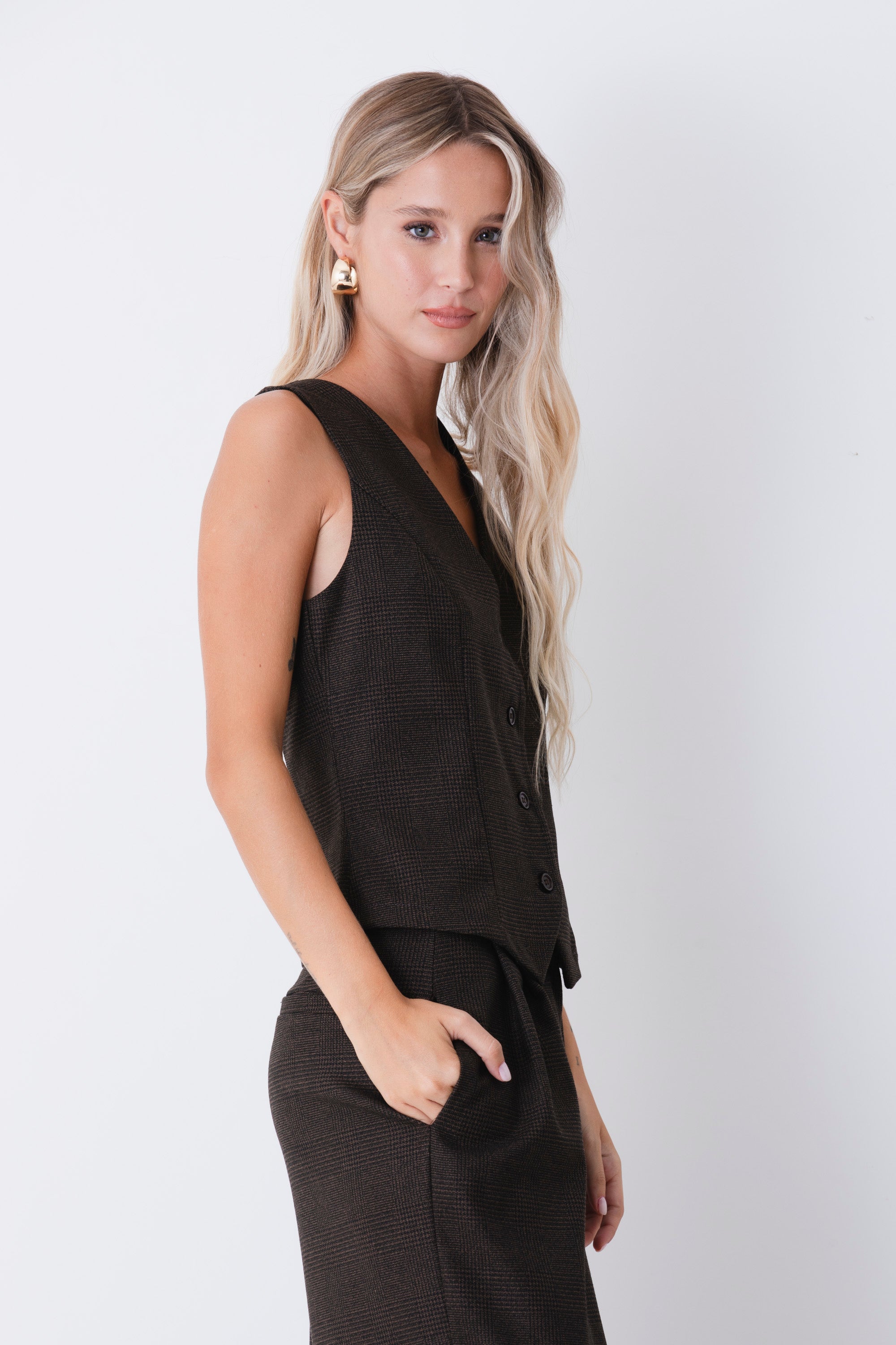 Gilet ad un petto in Principe di Galles - FW27