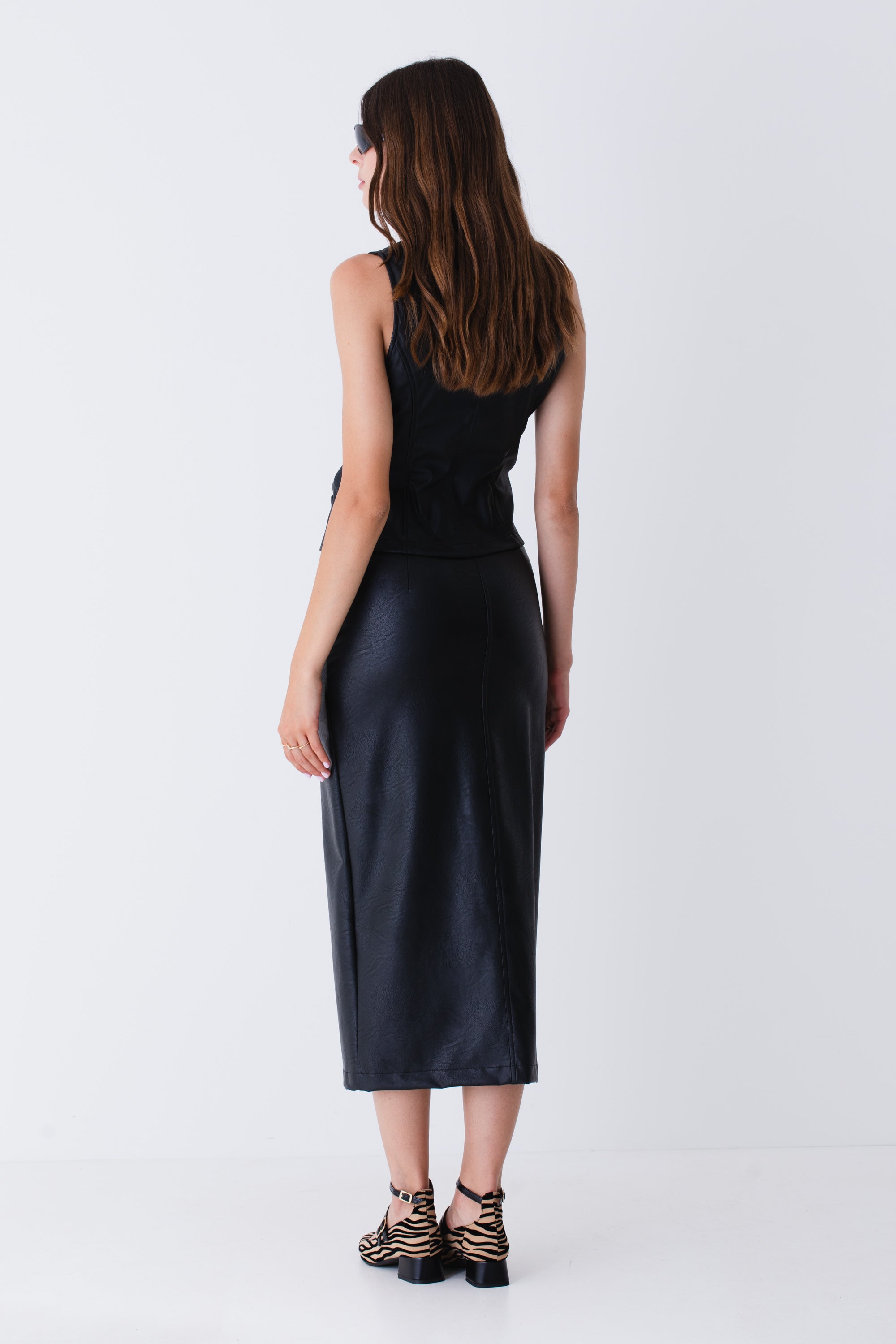 Gonna lunga a tubino in similpelle - FW25