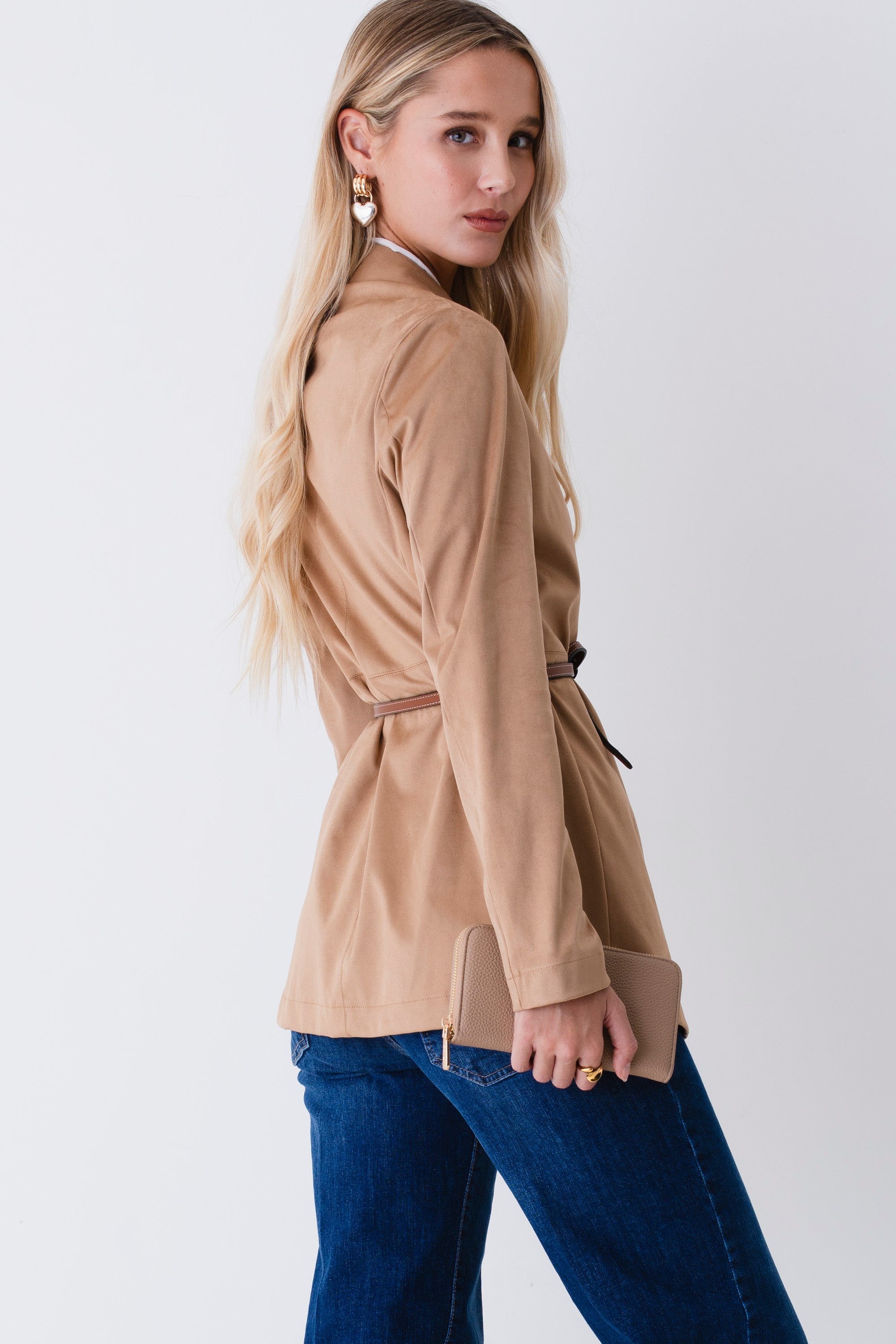 Blazer ad un petto effetto camoscio - FW26