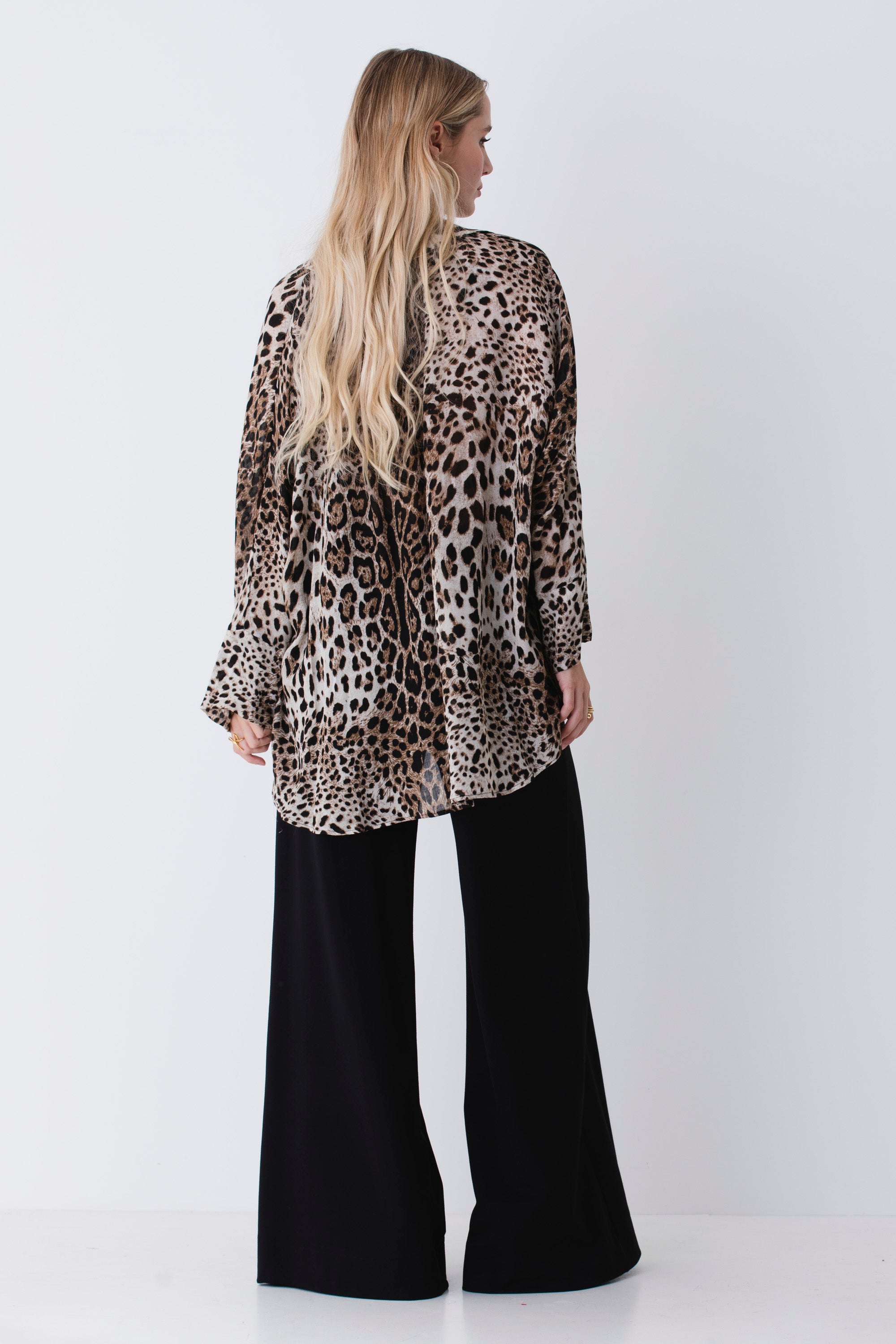 Camicia lunga maculata in garza di lana - FW26