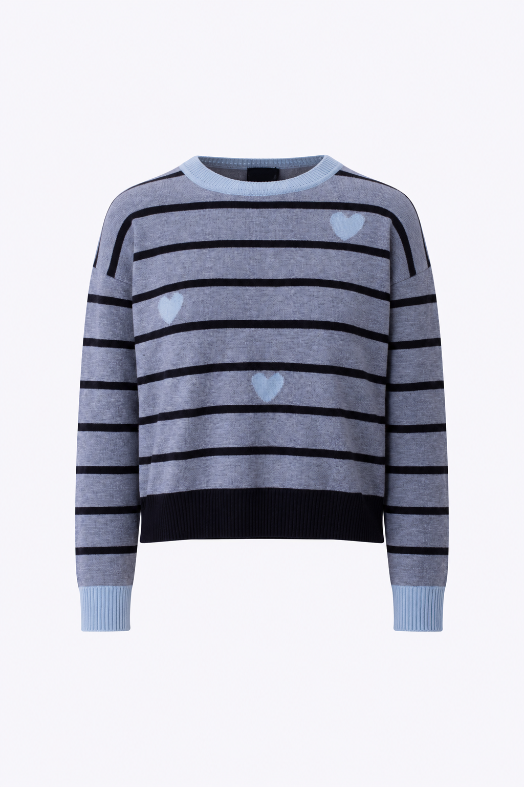 Pullover a righe orizzontali e cuori a contrasto - FW27