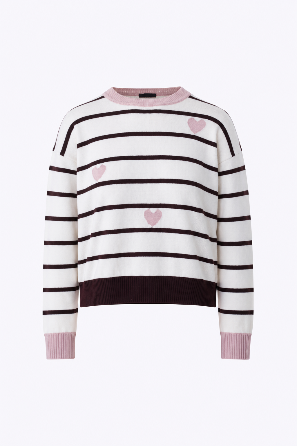Pullover a righe orizzontali e cuori a contrasto - FW27