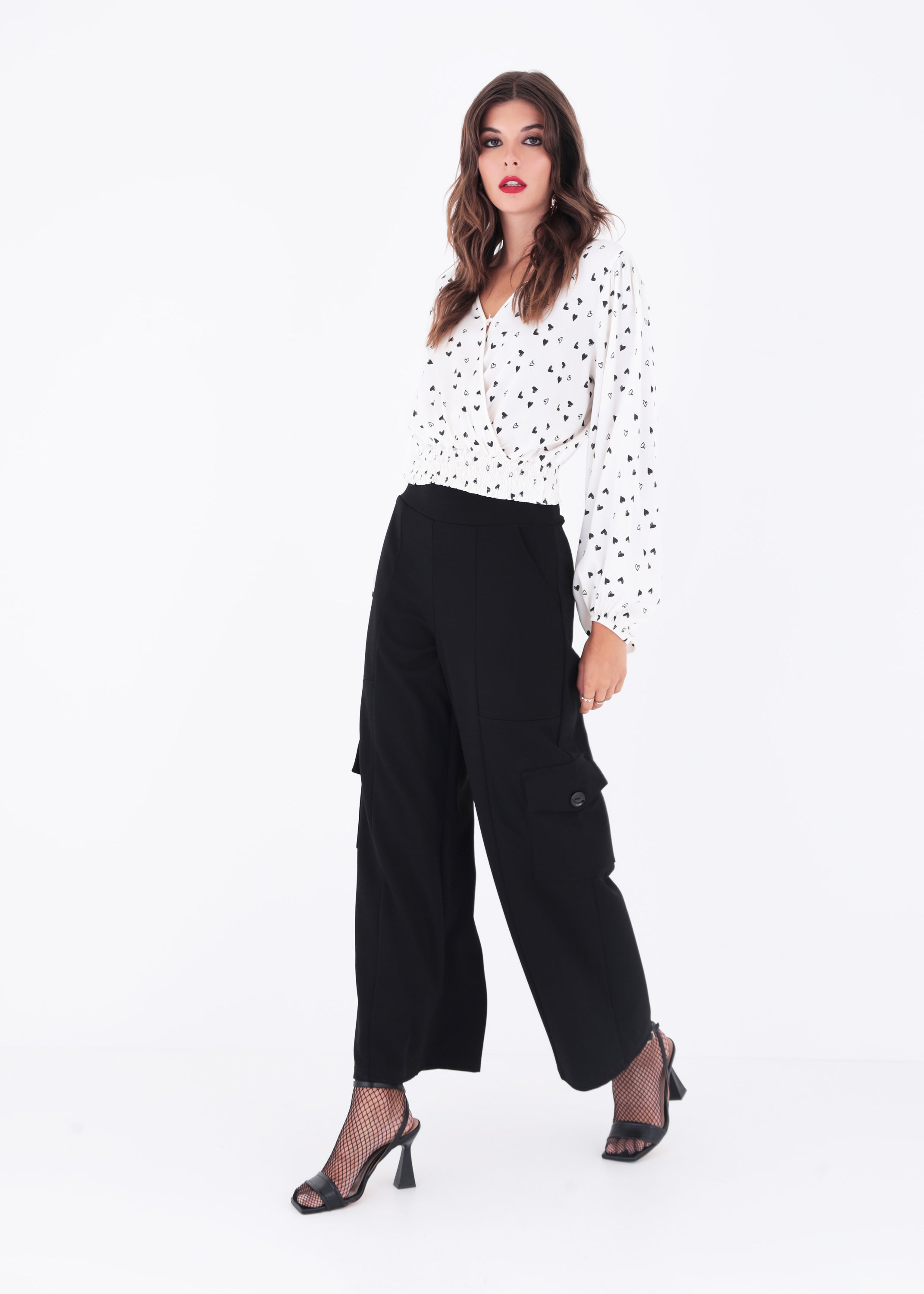 Pantalone cargo palazzo in scuba crepe - FW23