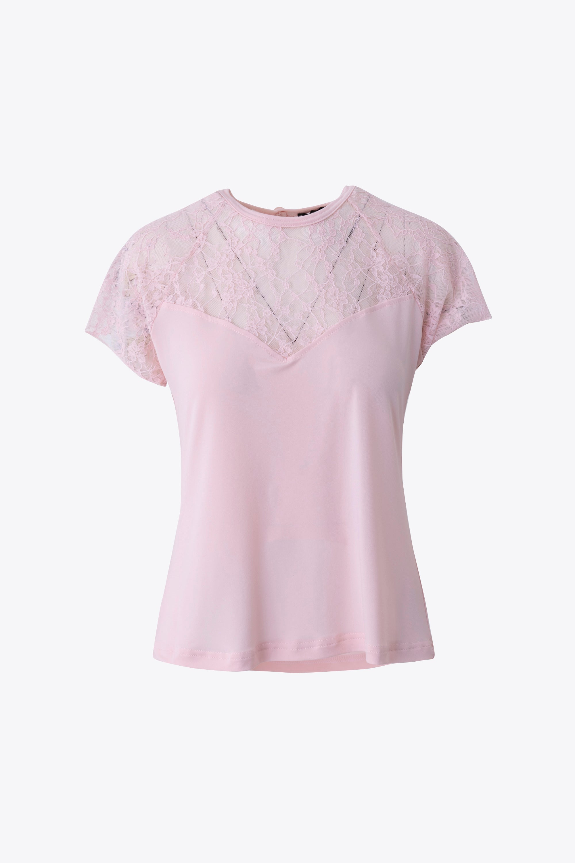 T-shirt in jersey elastIcizzato con inserto in pizzo - FW27