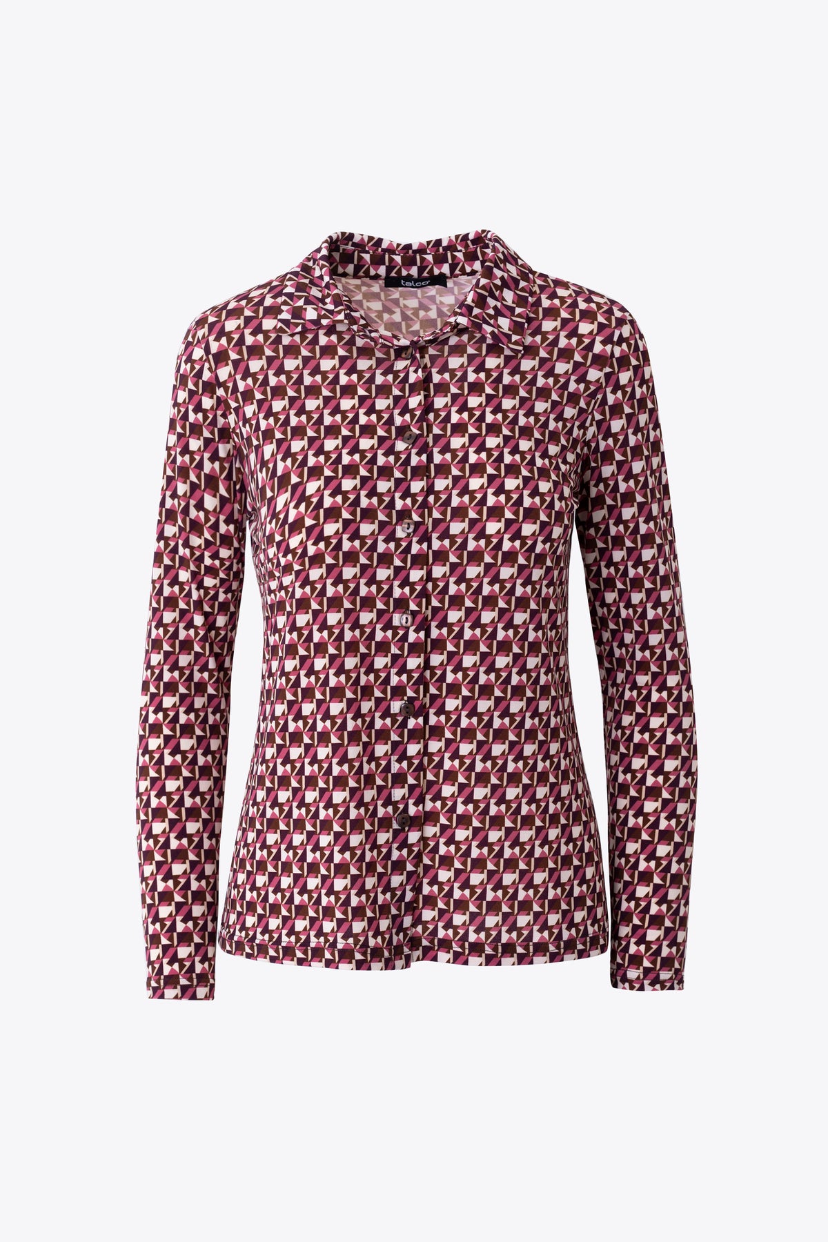 Camicia fantasia geometrica in jersey elasticizzato - FW27