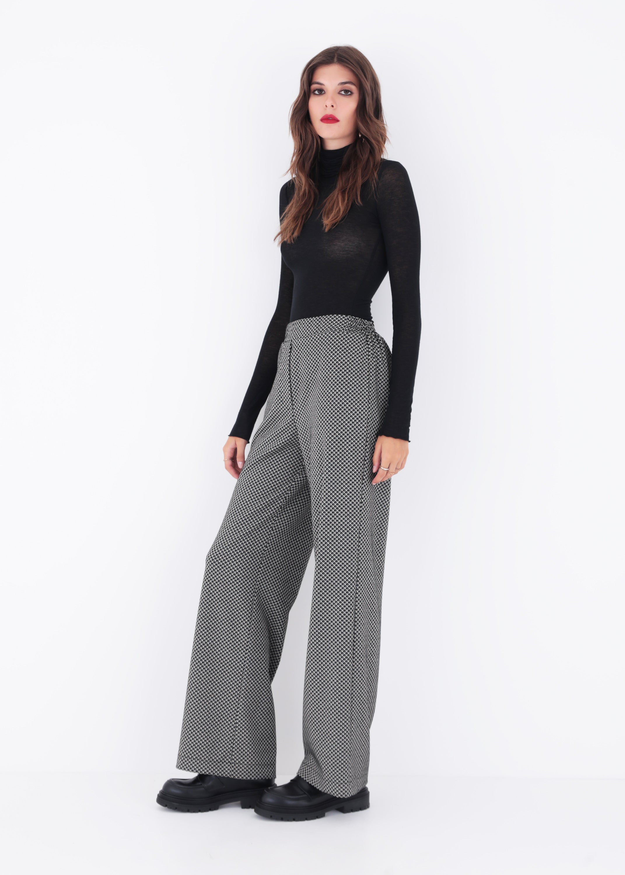 Pantalone palazzo in tessuto jacquard elasticizzato - FW23