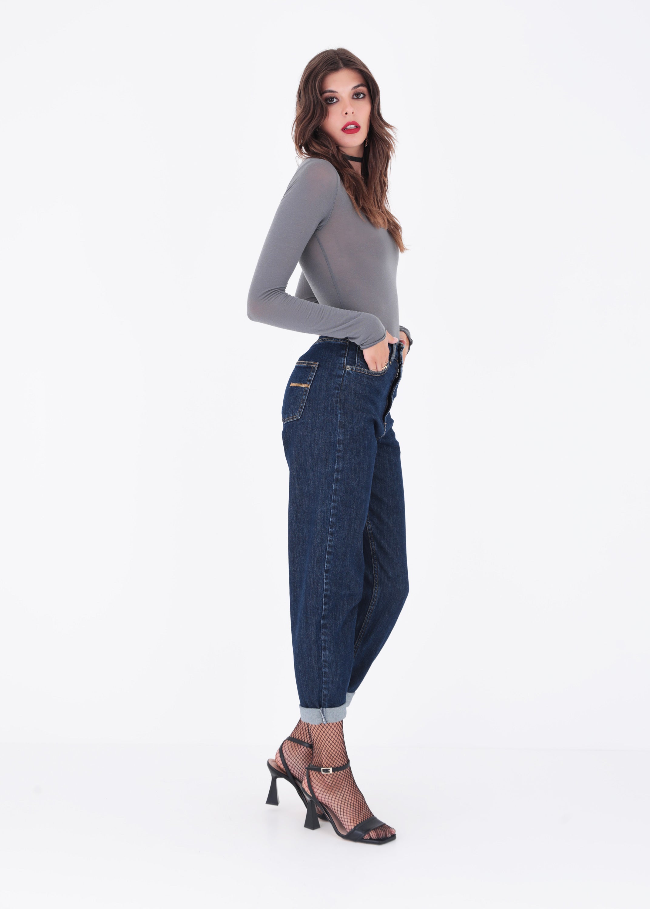 Jeans mom fit in cotone - FW23