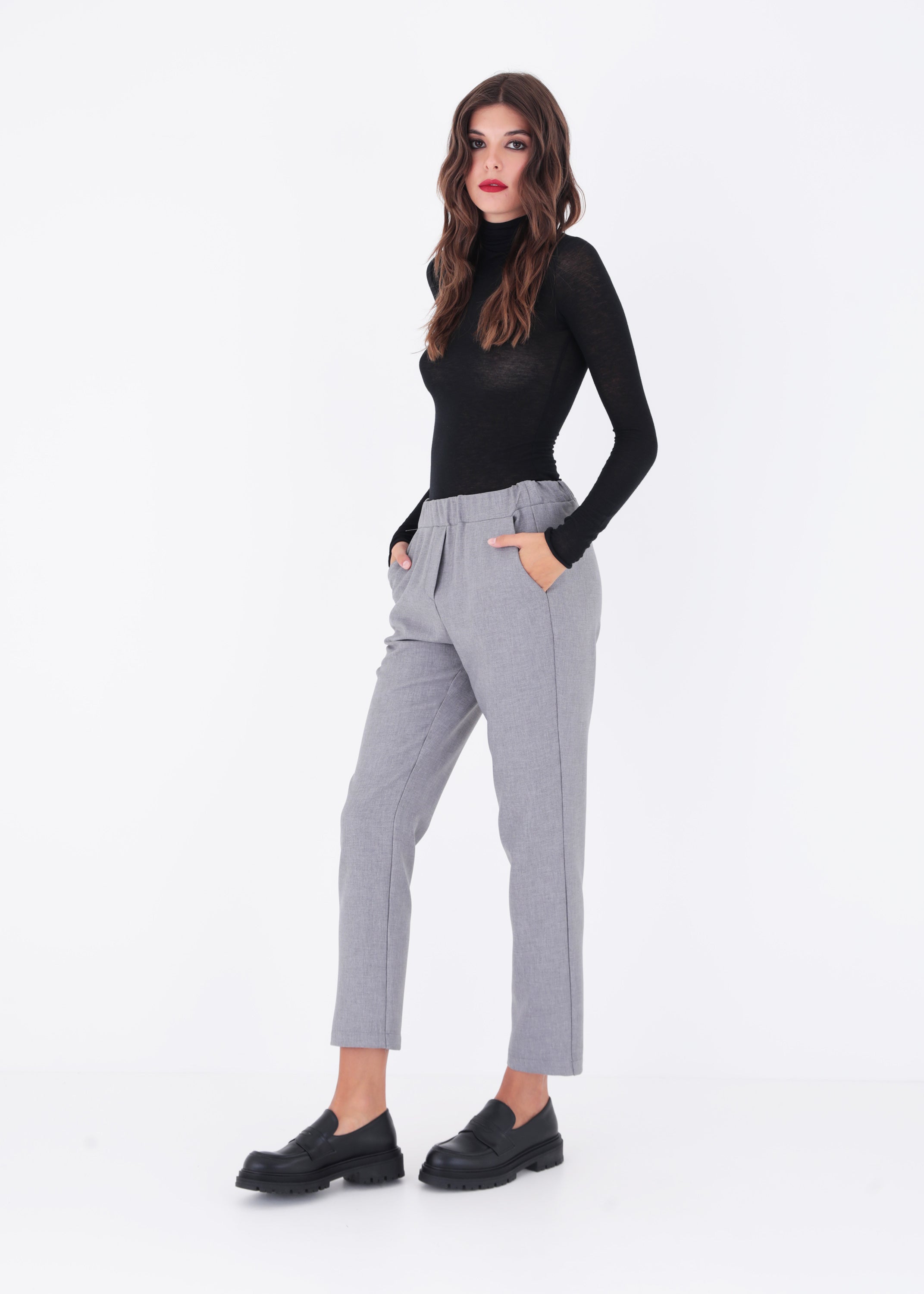 Pantalone dritto in tessuto effetto melange - FW23