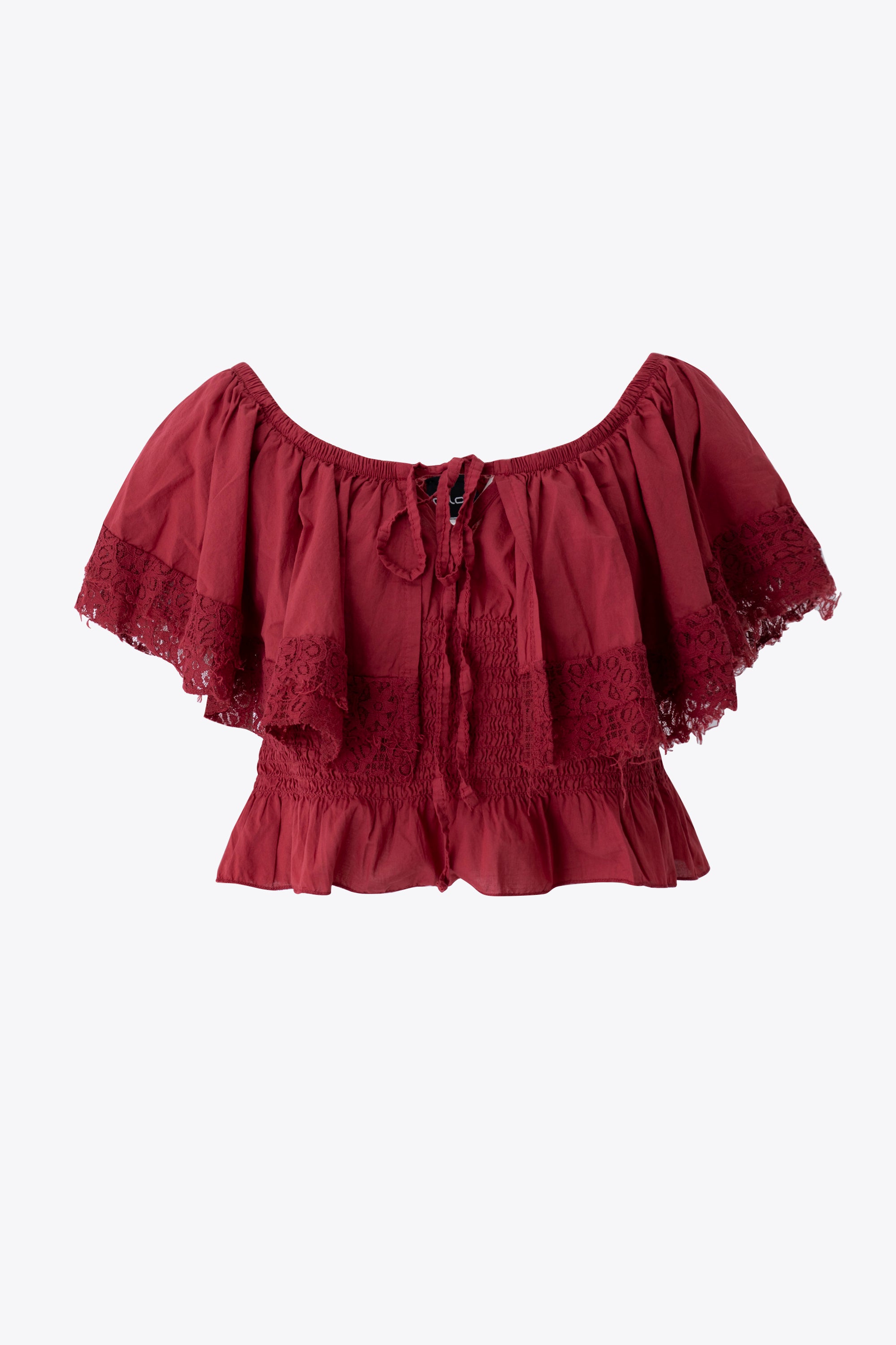 Casacca crop con balza e pizzo - PE26