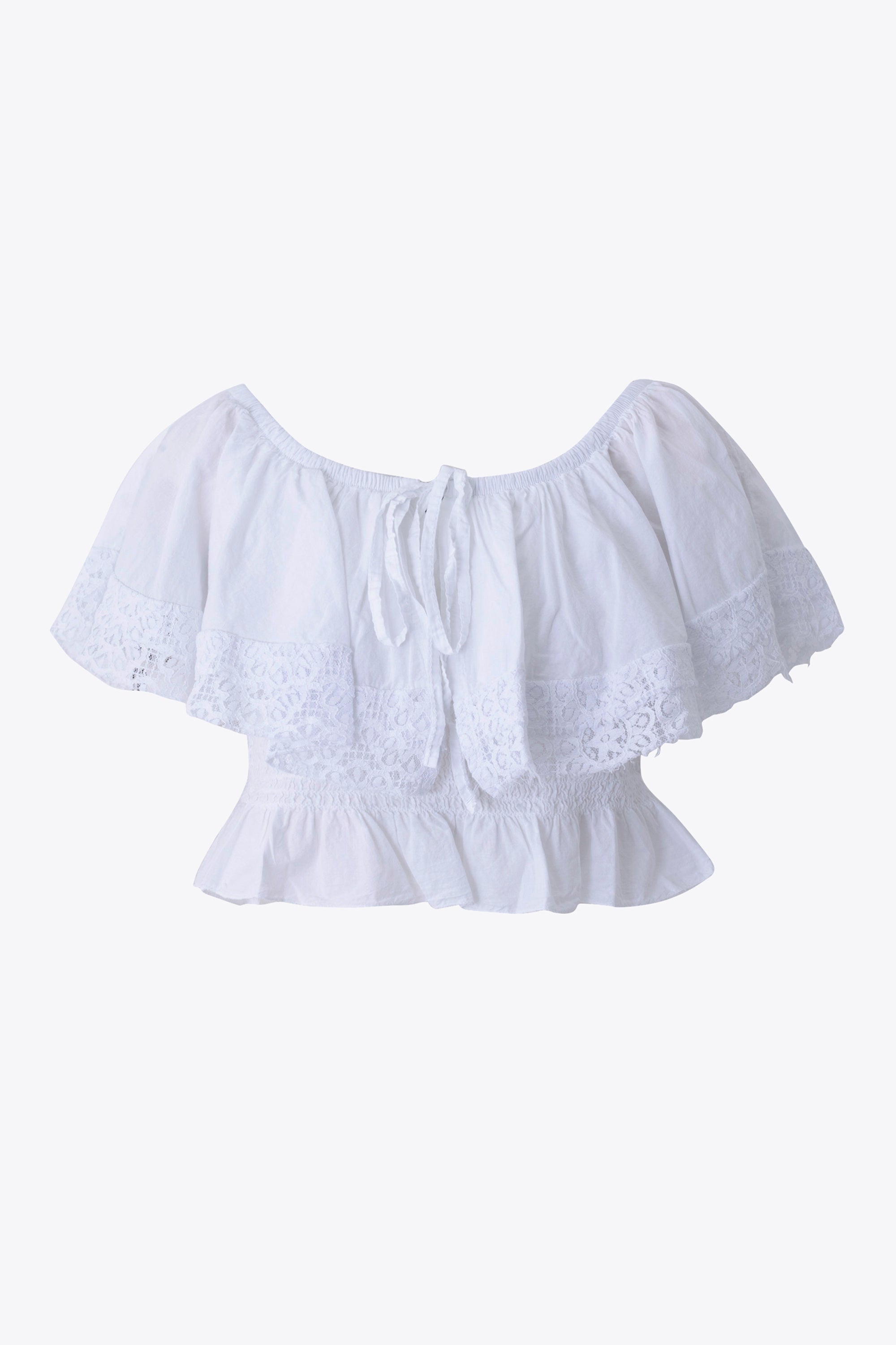 Casacca crop con balza e pizzo - PE26