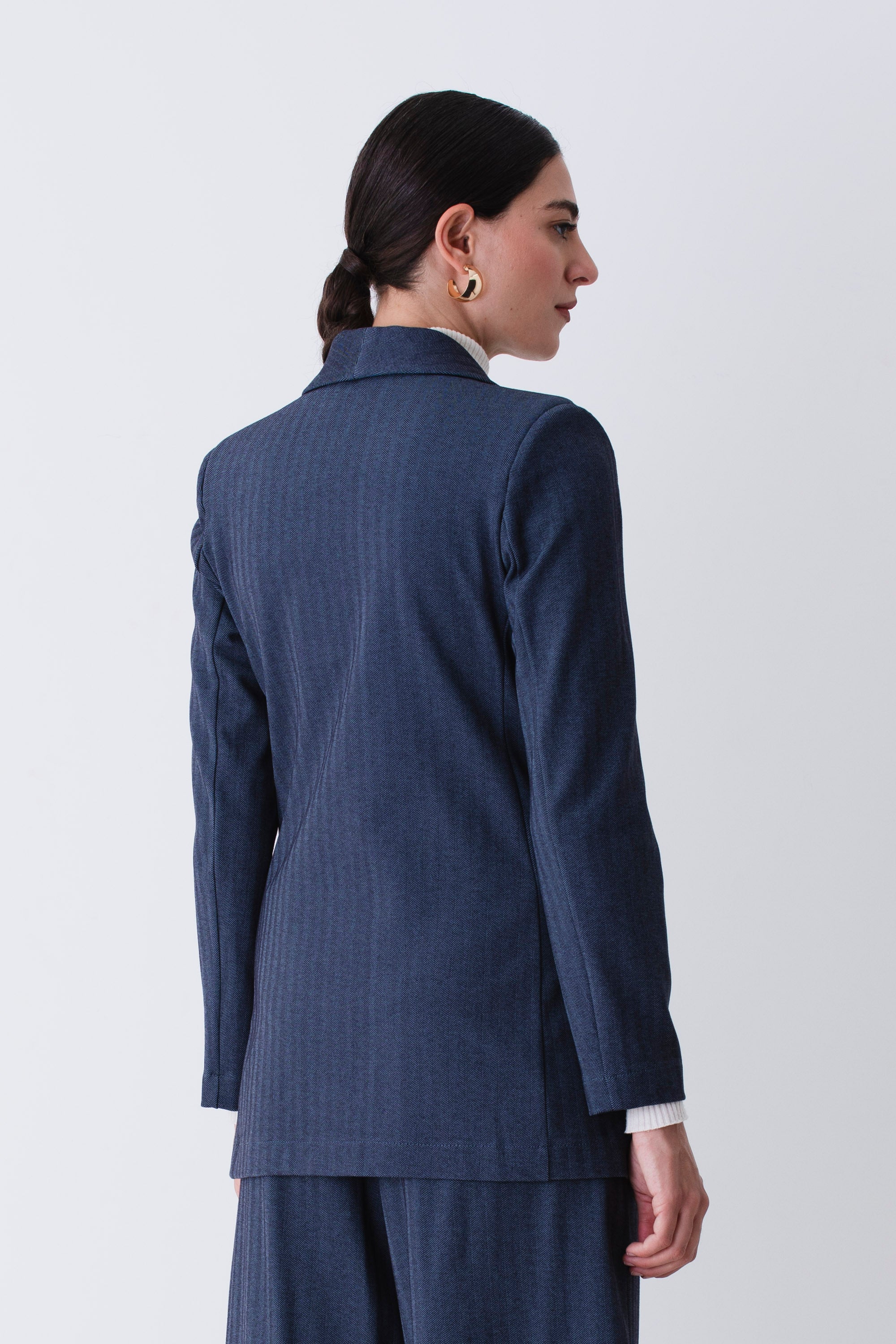 Blazer lungo doppio petto in tessuto spinato - FW26