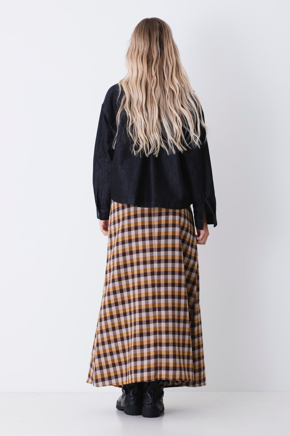 Gonna lunga a quadri tartan con drappeggio - FW27