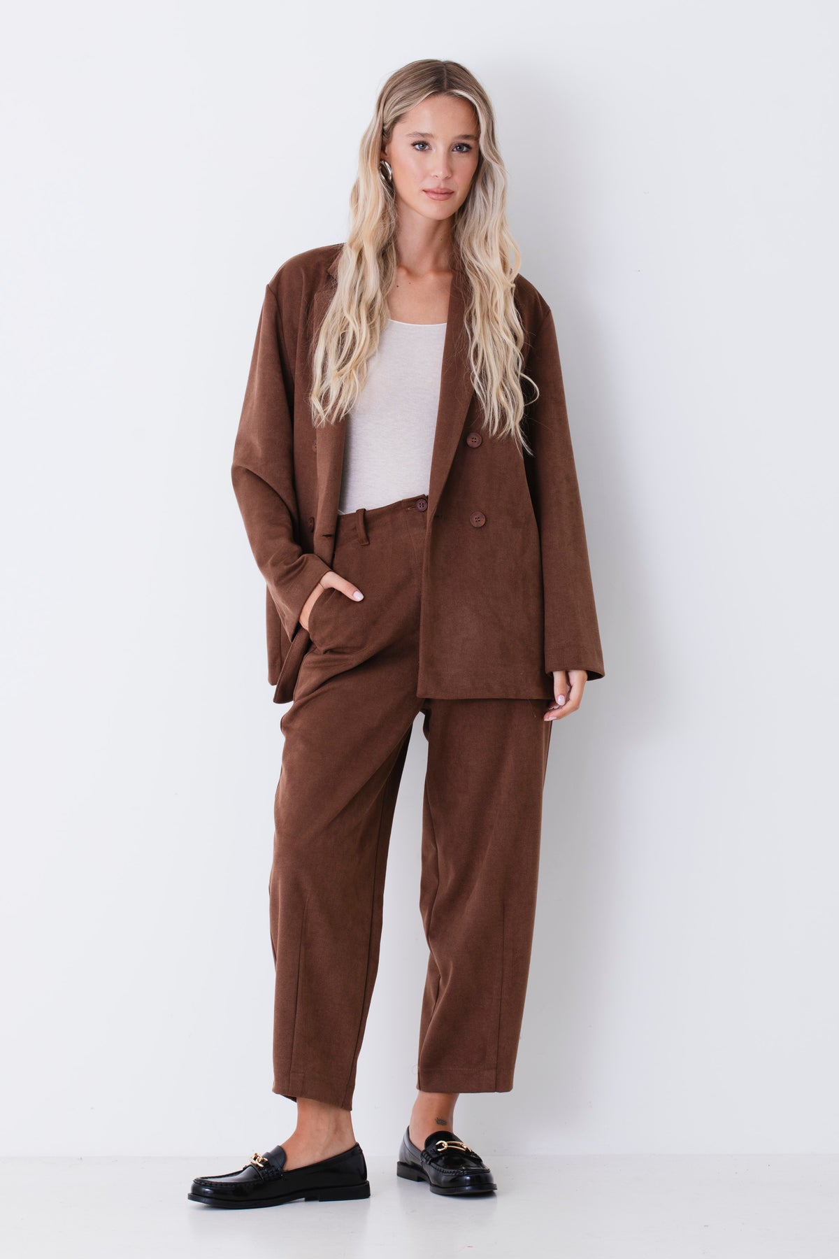 Blazer over doppio petto in scuba diagonale effetto dainetto - FW27