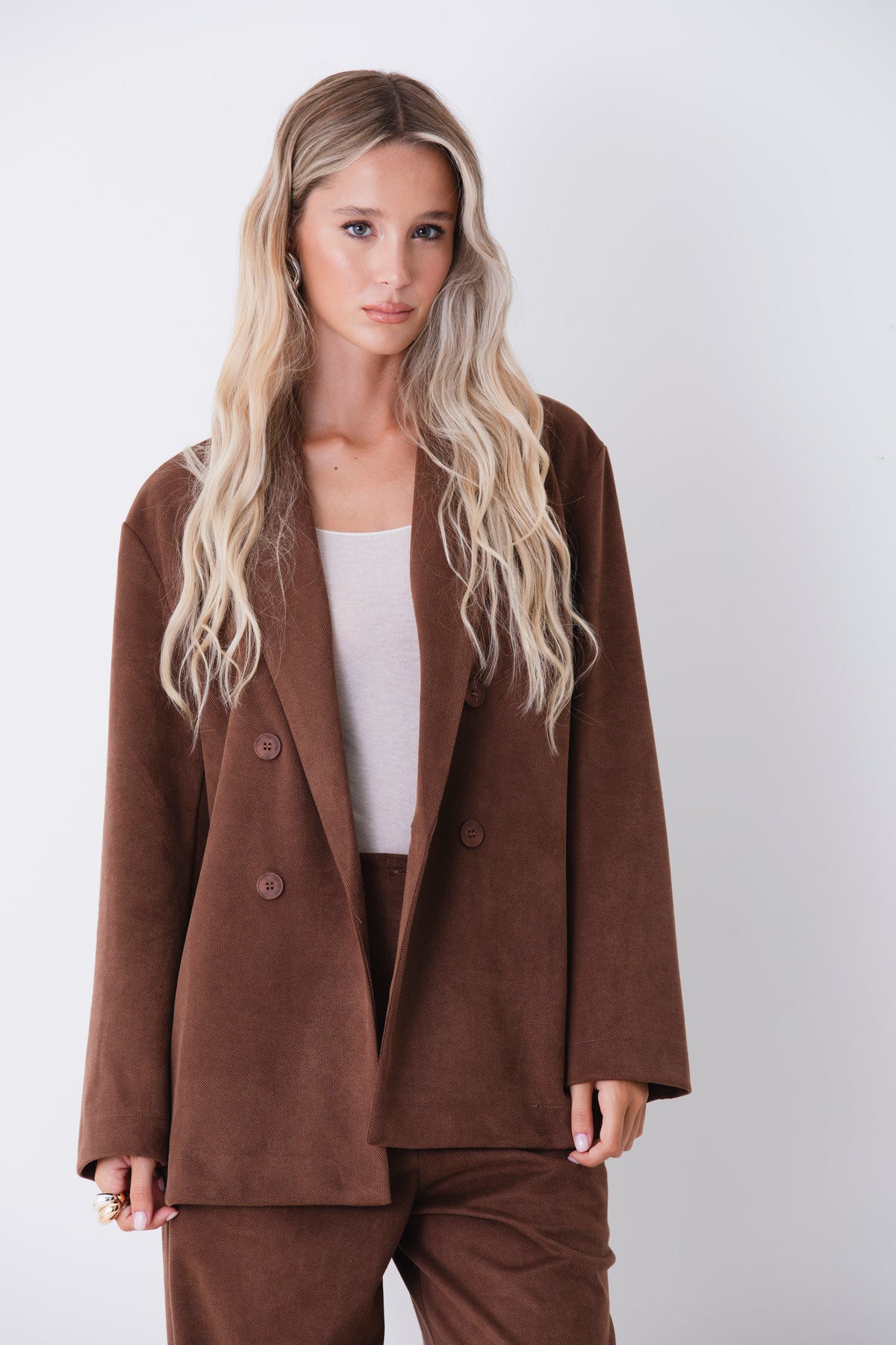 Blazer over doppio petto in scuba diagonale effetto dainetto - FW27