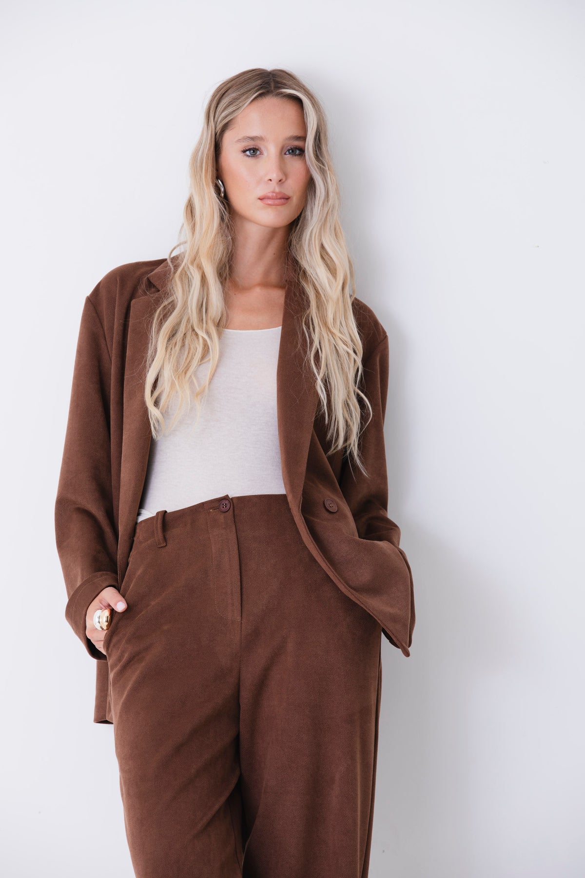 Blazer over doppio petto in scuba diagonale effetto dainetto - FW27