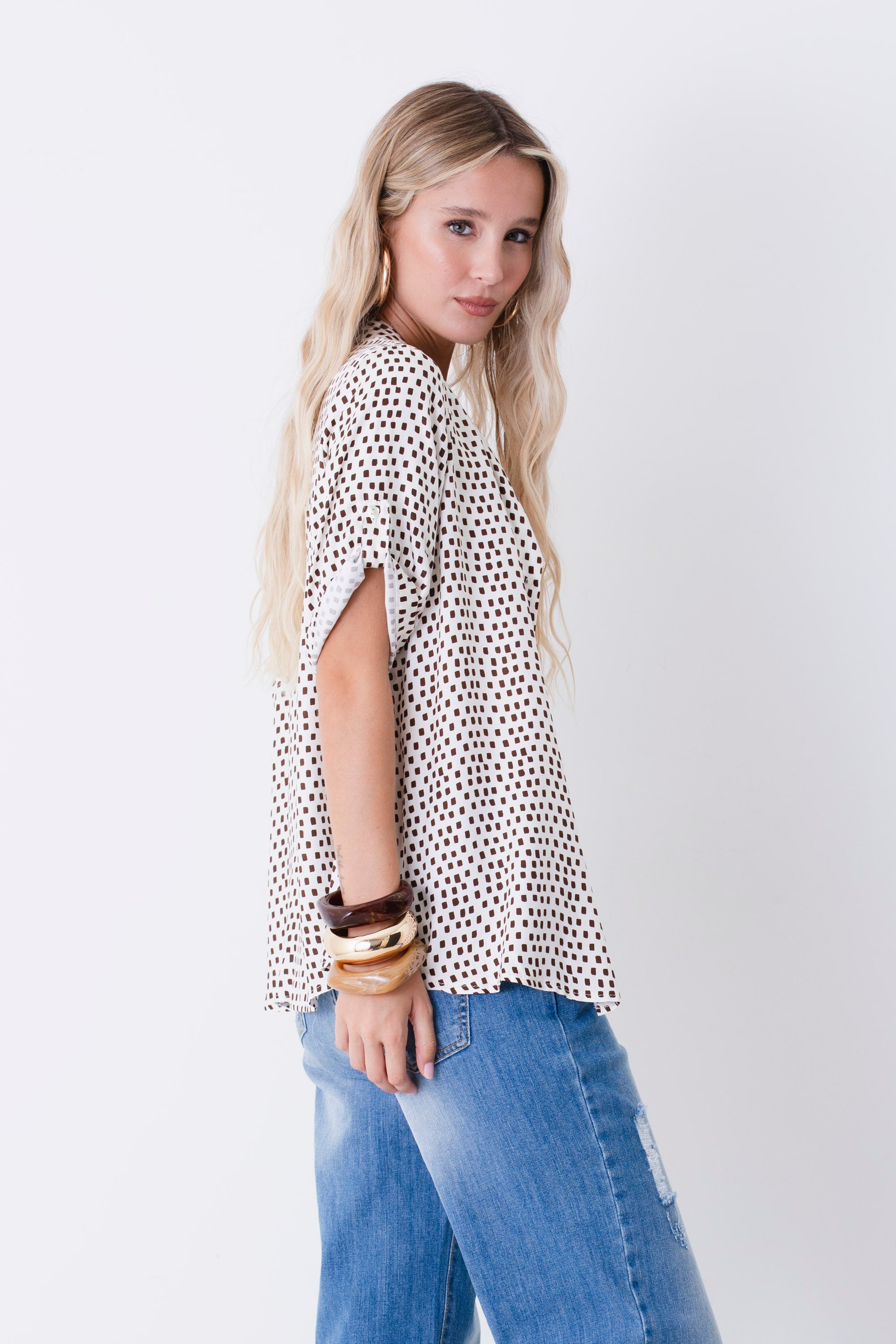 Camicia in viscosa fantasia geometrica - PE26