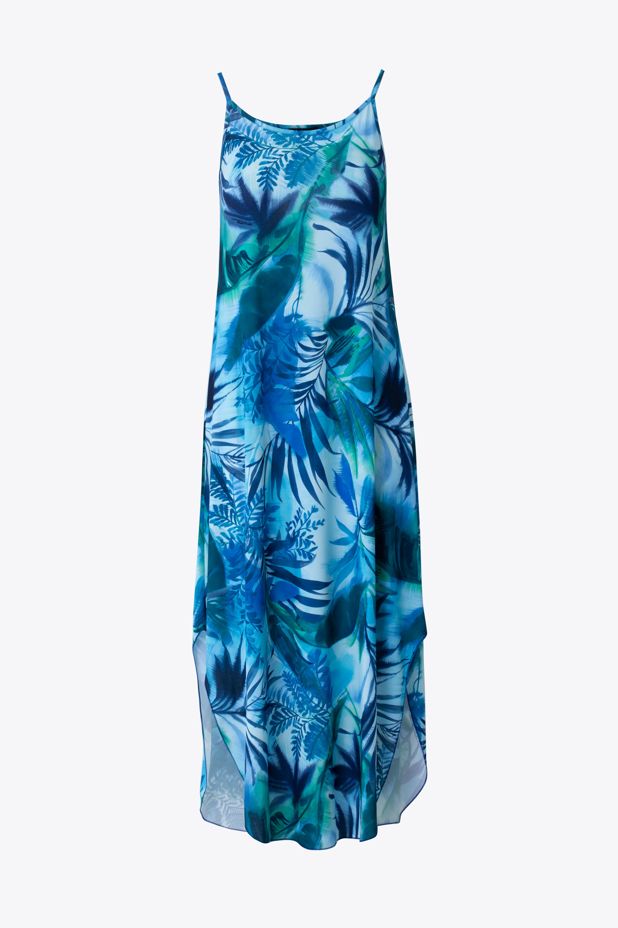 Abito lungo fantasia tropical in jersey elasticizzato - PE26