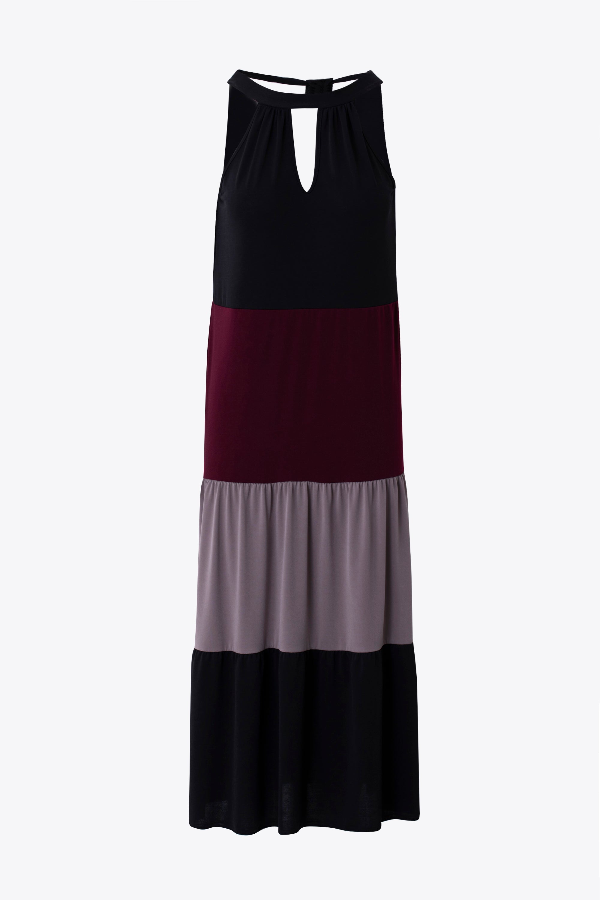 Abito lungo a balze multicolor in jersey elasticizzato - PE26