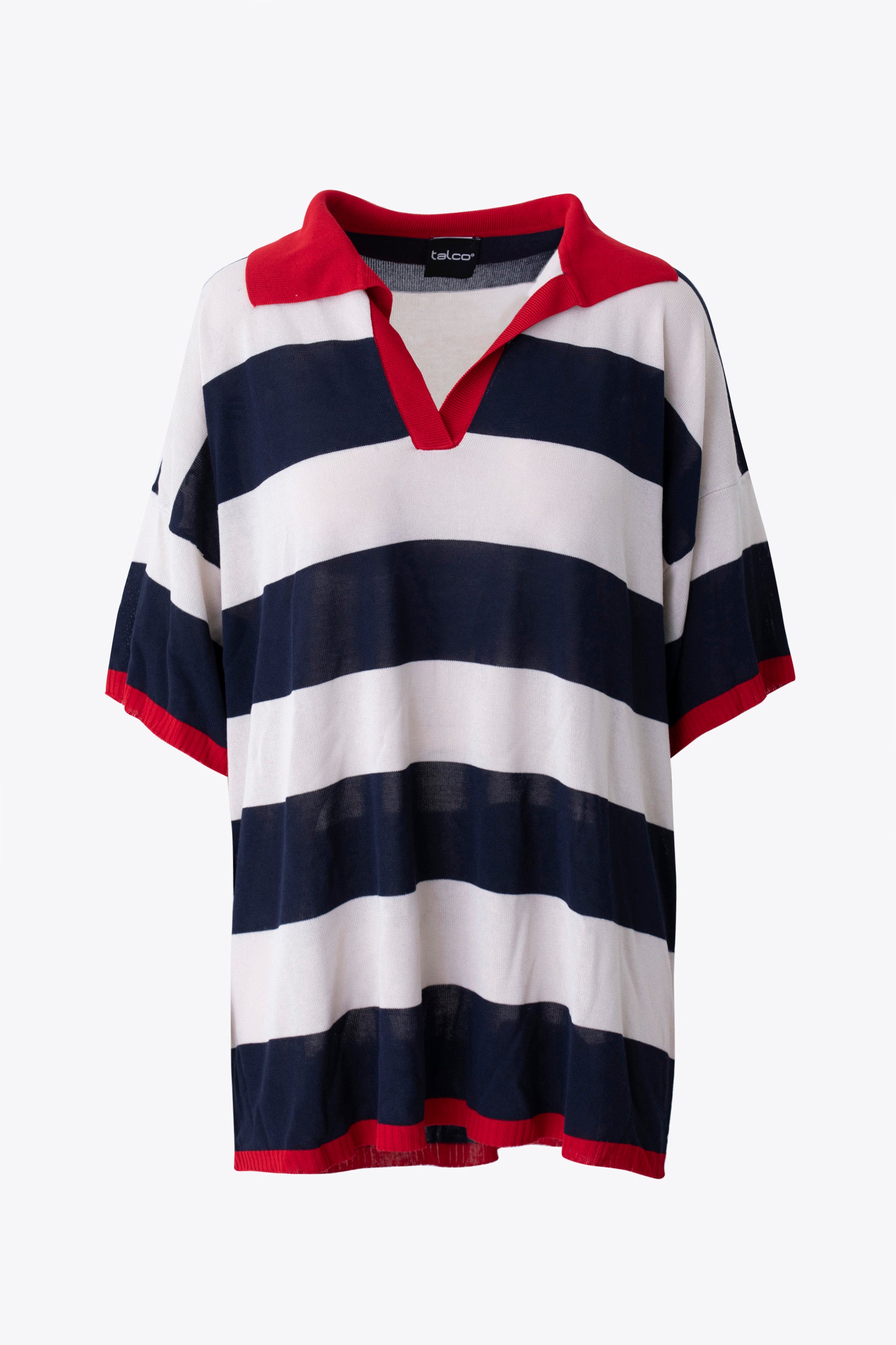 Polo oversize a righe orizzontali in viscosa - PE26